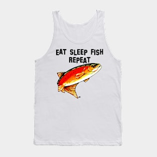 Eat Sleep Fish Repeat Yellowstone Cutthroat Trout Fishing Rocky Mountains Fisherman Love Jackie Carpenter Gift Best Seller Tank Top